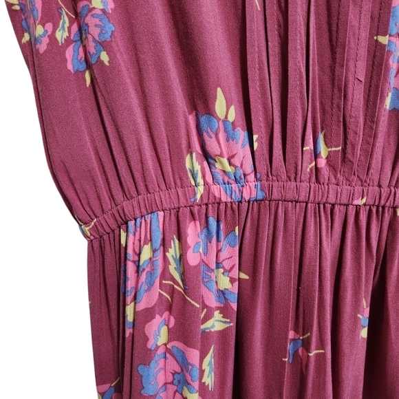 MATILDA JANE ART DRESS FLORAL PEASANT BLOUSON CASUAL SHORT SLEEVE TIE FRONT SZ M - Picture 6 of 9